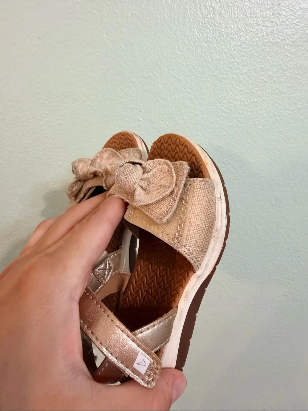 Sperry Toddler Sandals in Tan with Bow Accent